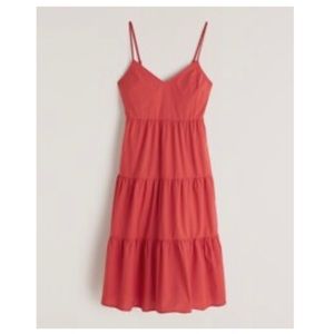 Abercrombie Trapeze Midi Dress Red